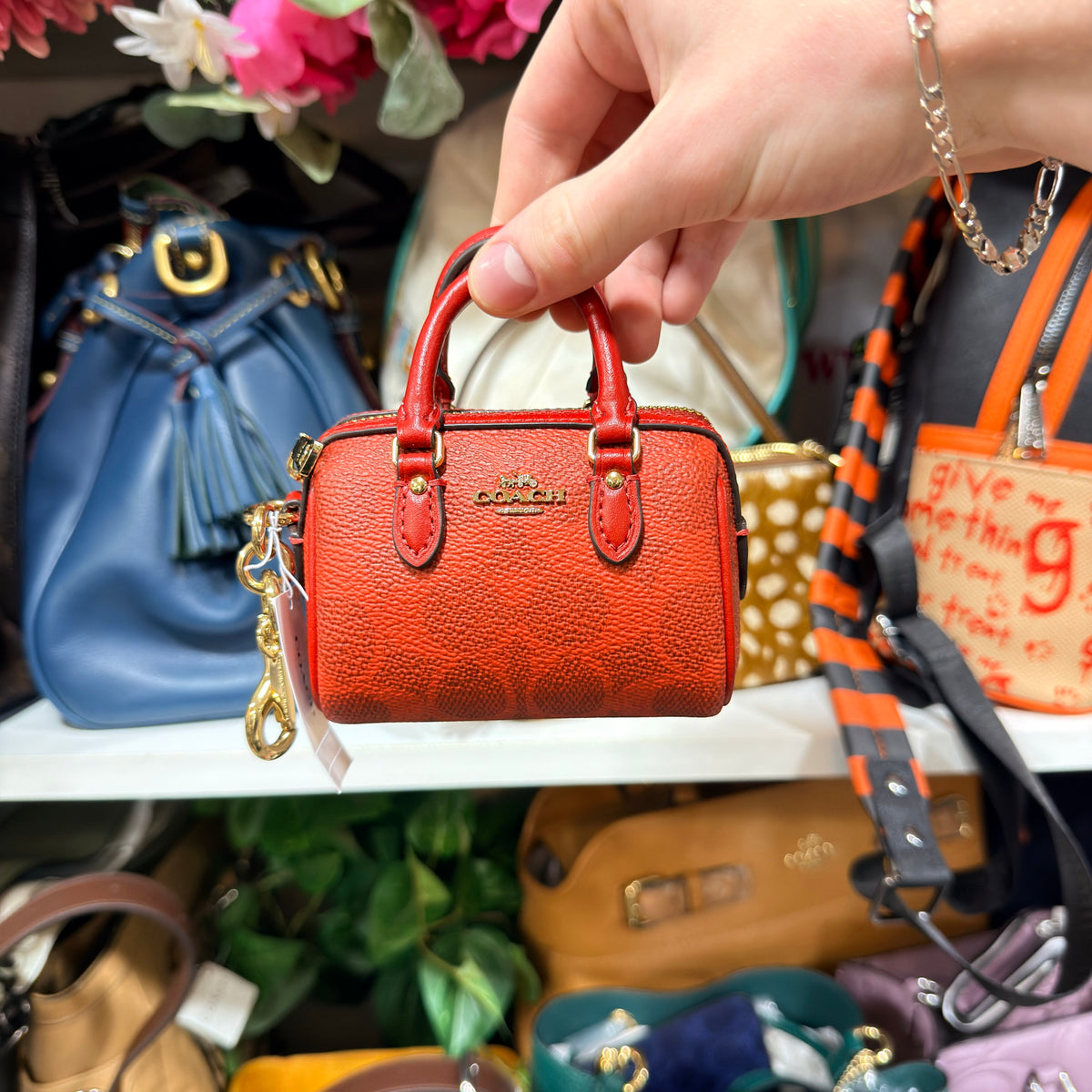 Coach mini Rowan bag charm red front