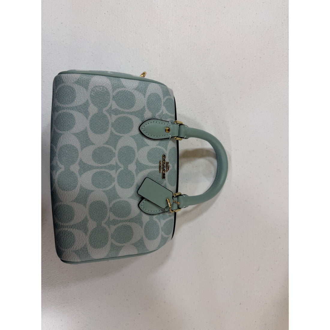 B2-015 NWT Coach Mini Rowan Crossbody Bag Signature Canvas CEY63 Light Blue