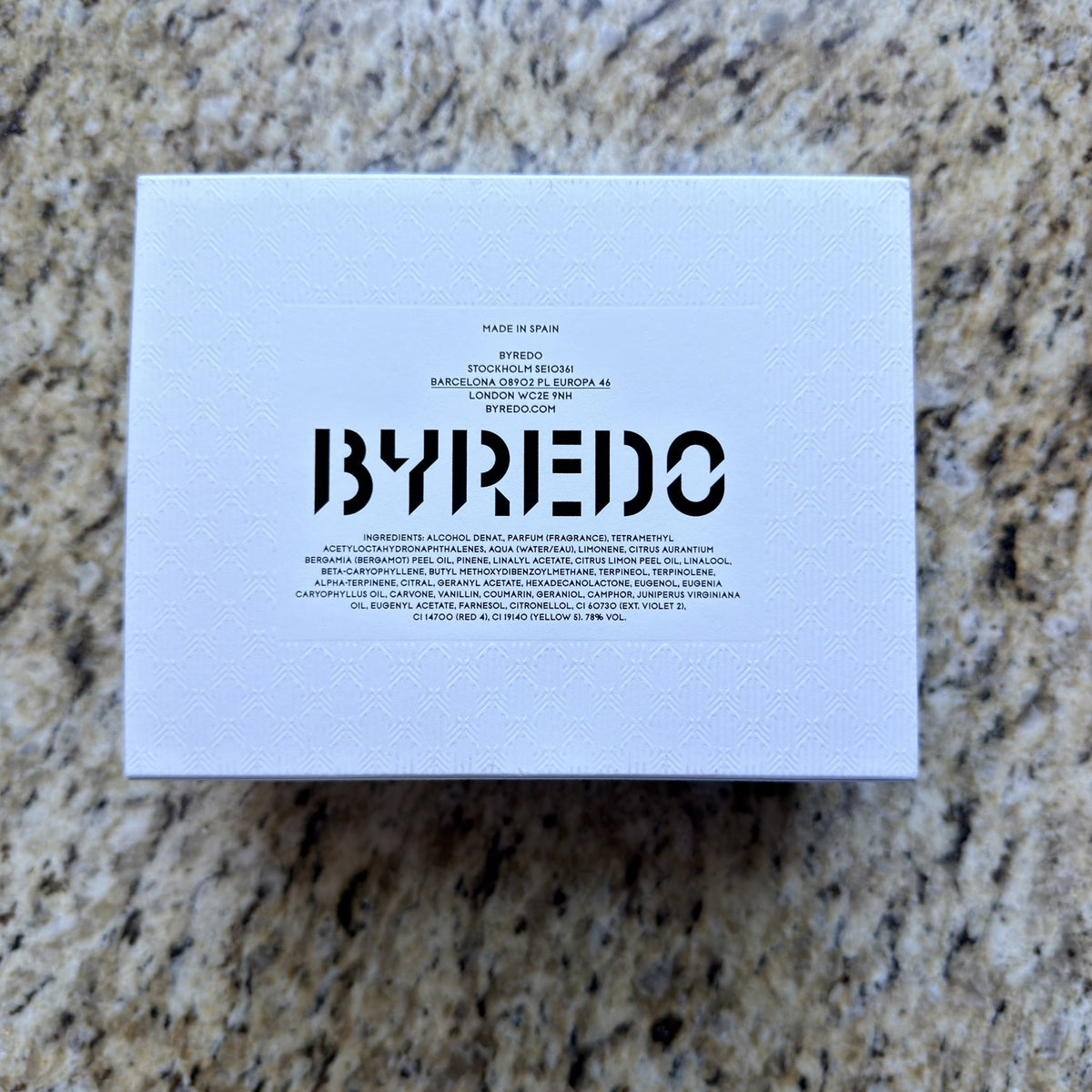 Byredo Gypsy Water box back ingredients