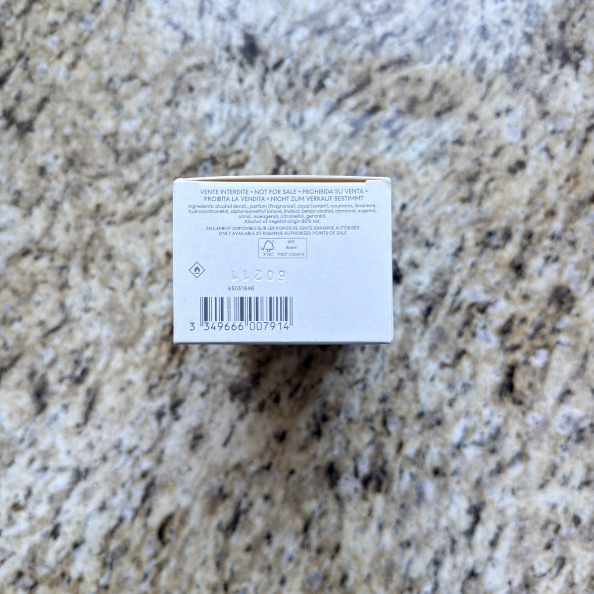 Rabanne 1 Million tester box label barcode