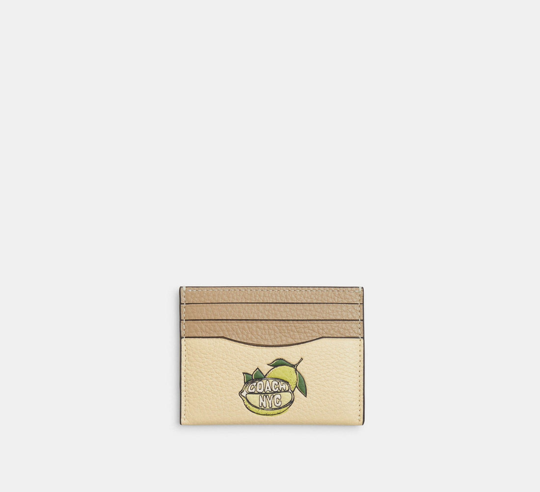 Coach CAT71 Slim ID Card Case with Lemon Graphic Moonlight