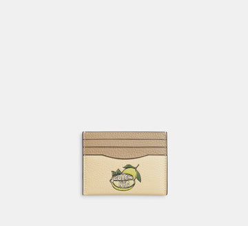 Coach CAT71 Slim ID Card Case with Lemon Graphic Moonlight