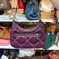 Coach Teri Hobo Deep Berry - back exterior zip pocket and hangtag
