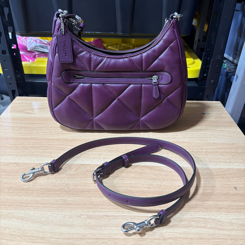 Coach Teri Hobo Deep Berry with detachable adjustable crossbody strap