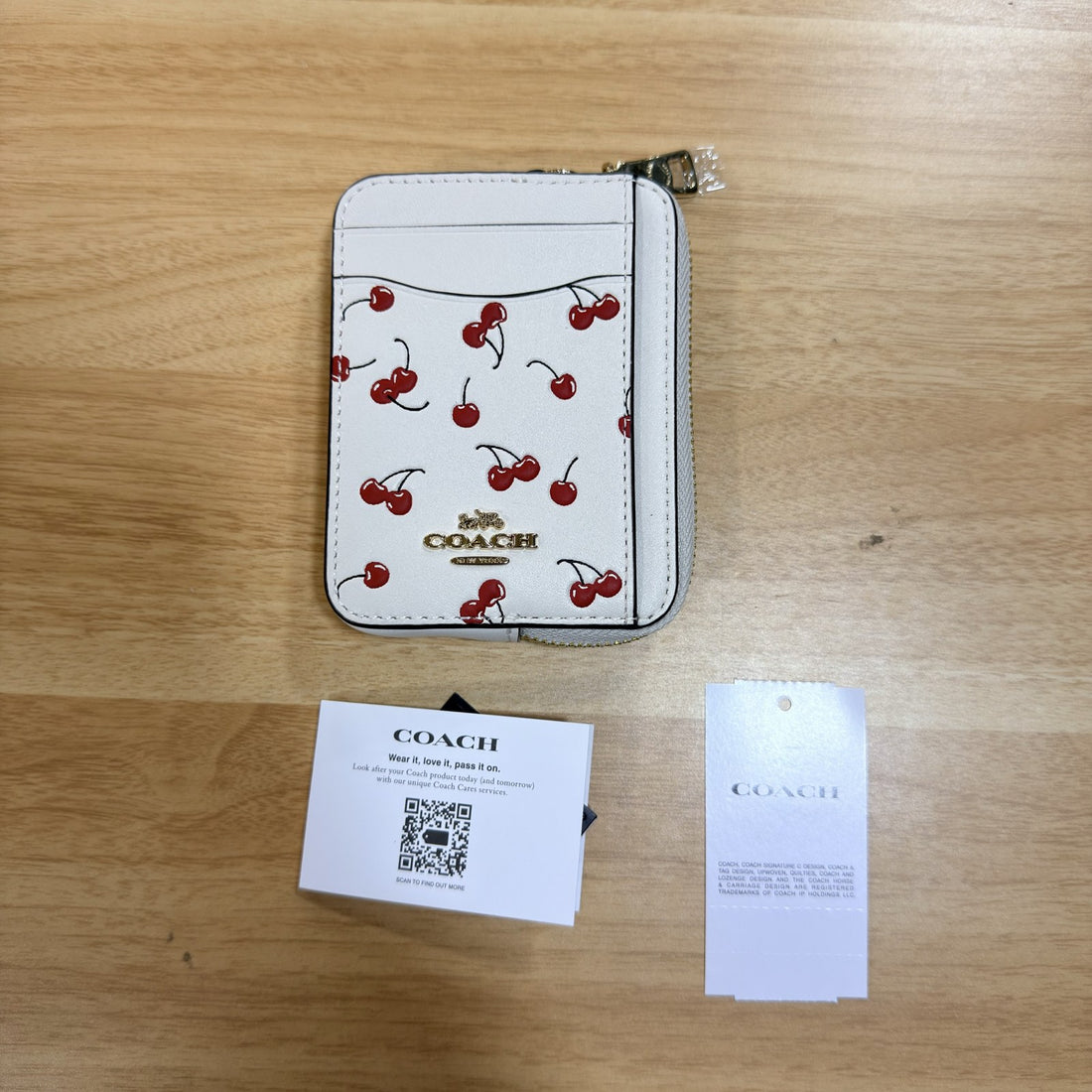 Coach CFA38 Zip Card Case with Cherry Print