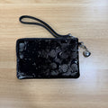 Coach black patent corner zip wristlet back
