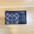 Coach zip card case signature canvas navy front