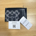 Coach zip card case navy with hangtag and care card