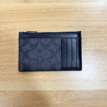 Coach zip card case signature canvas charcoal front