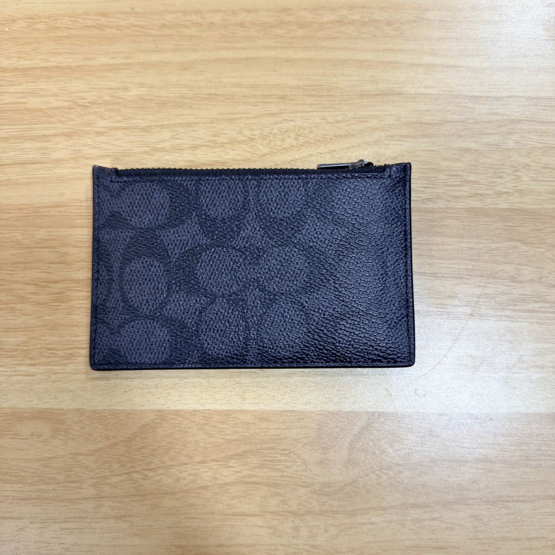 Coach zip card case signature canvas charcoal front