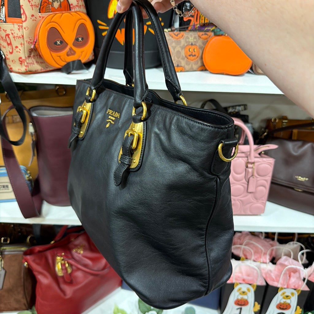 Actual black Prada Convertible Buckle Tote front