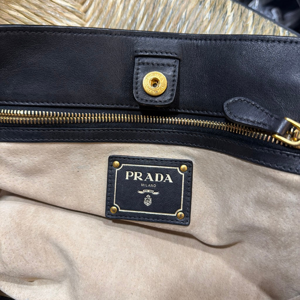 Actual interior Prada plaque and zipper