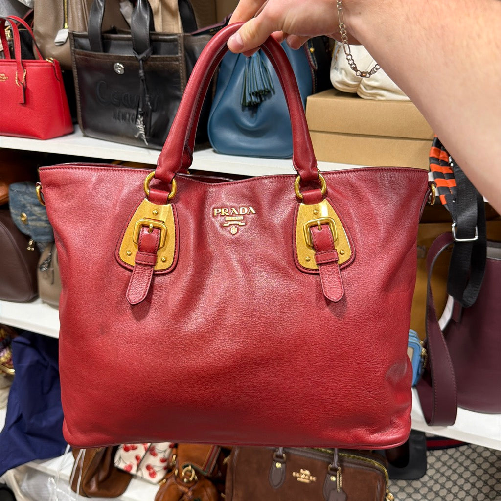 Actual red Prada tote front