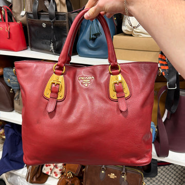 Actual red Prada tote front