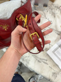 Detachable adjustable red leather shoulder strap