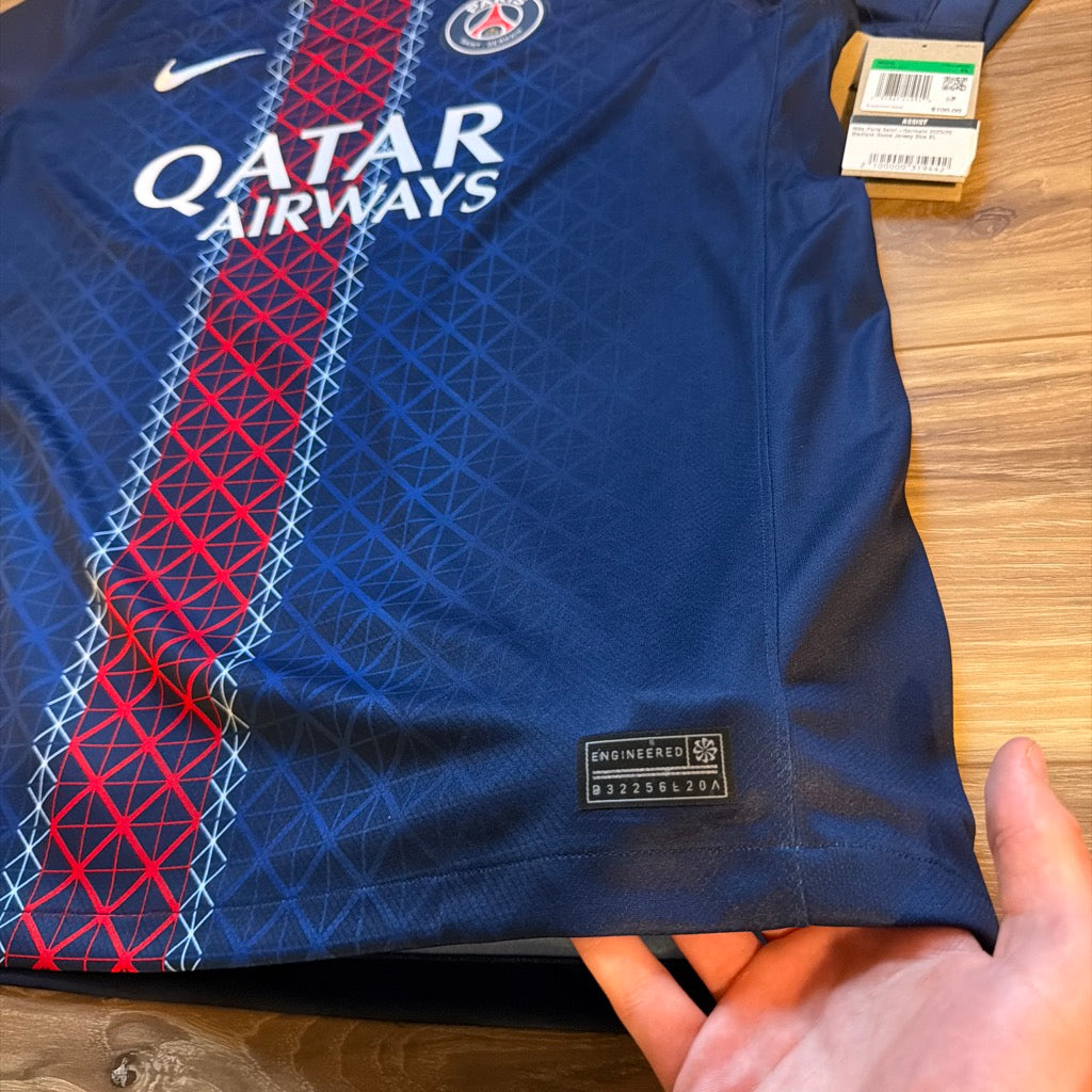 Nike PSG jersey hem engineered tag and retail hangtag $100 size XL