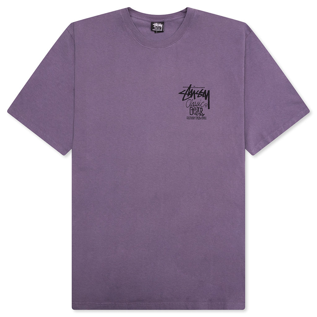 Stussy Classic Gear Pigment Dyed Tee Grape stock photo