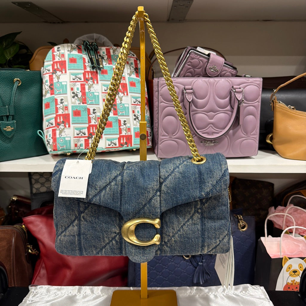 Coach Tabby 26 loved denim front with chain strap