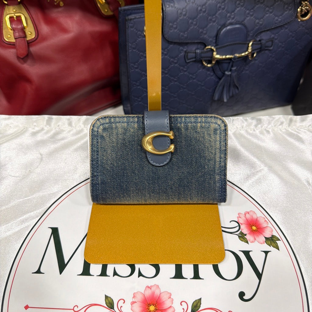 Coach Tabby wallet loved denim front